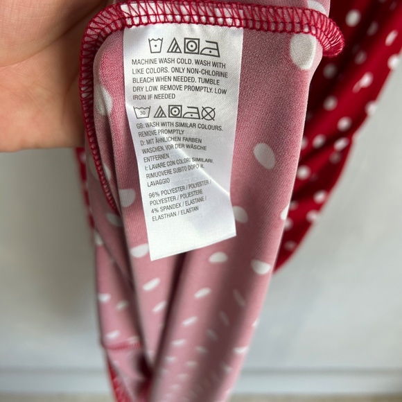 Susan Graver size XL midi dress liquid knit flutter sleeve red polka dot v-neck - Picture 10 of 11